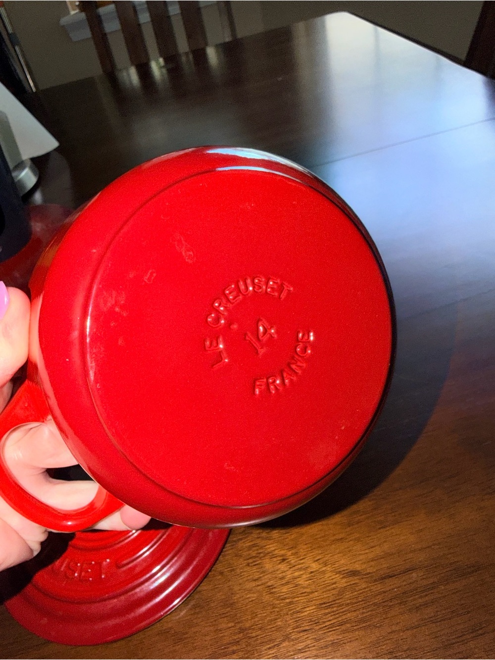 Le Creuset 1 quart enameled cast iron Dutch oven in Cerise - Picture 3 of 4